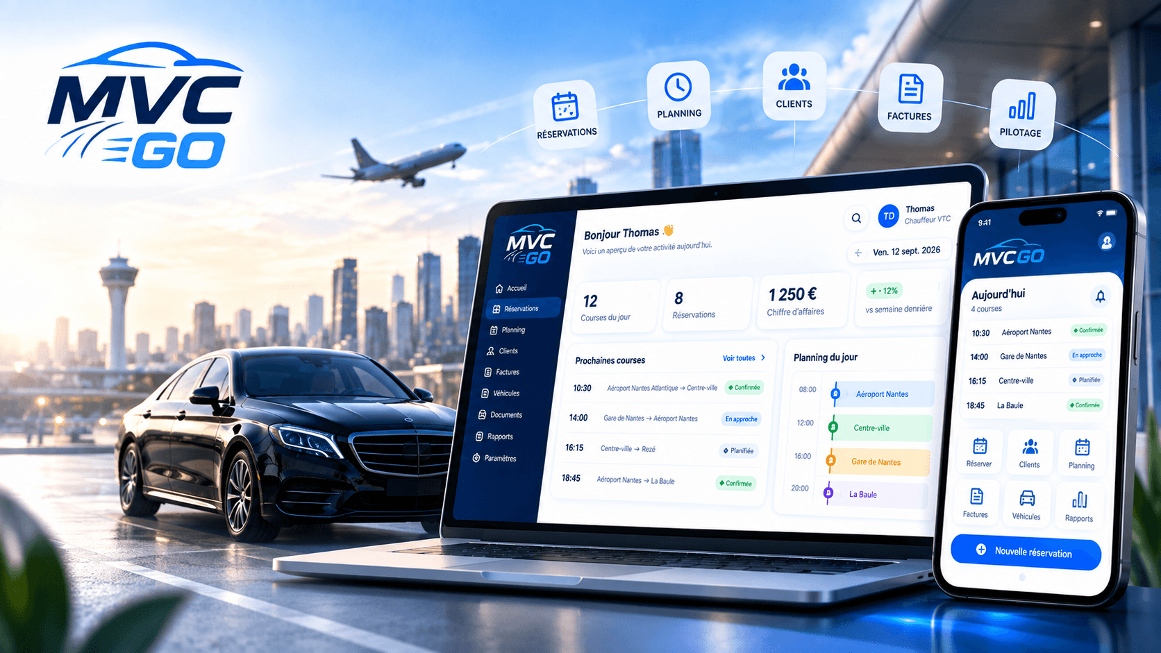MVC GO, solution complète de gestion pour professionnels VTC