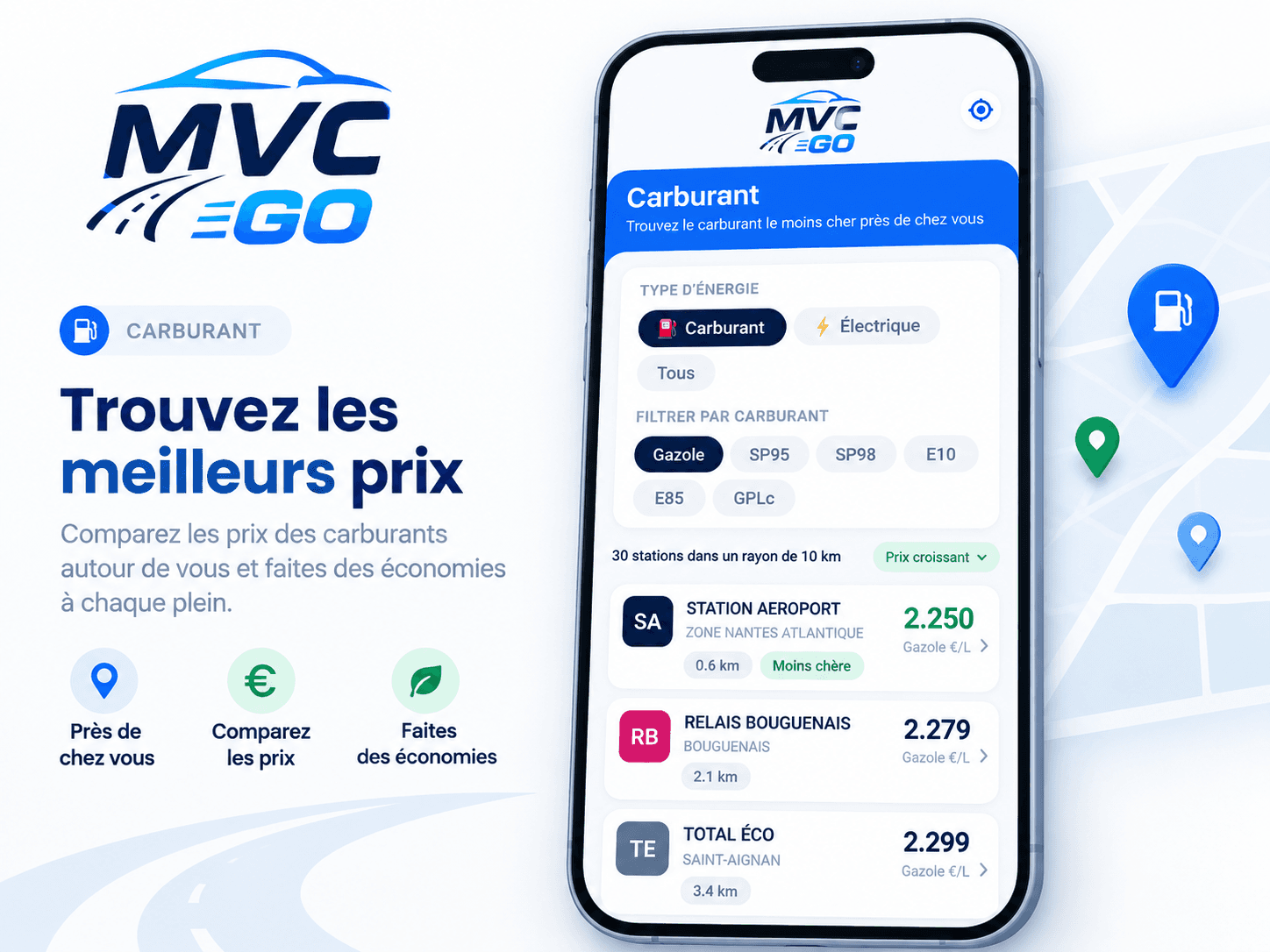 Comparateur de prix carburant pour chauffeurs VTC